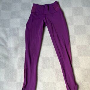 Lululemon Purple High-Rise Leggings with Mesh Detail – Size XS